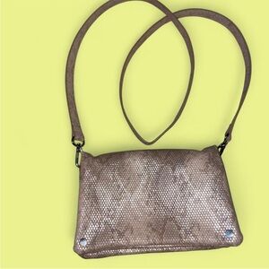 Python Print Faux Leather Messenger Crossbody Bag